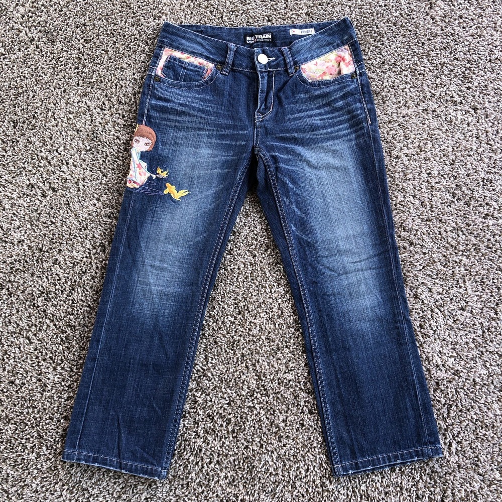 Vintage Big Train Japan Osaka Cropped Jean (28x23) Embroidered Made In Japan Y2K
